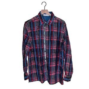 ROSS GRAISON plaid textured button down shirt M